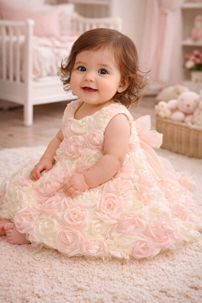 ministok بدلة طفلة برباط خلفي وردي