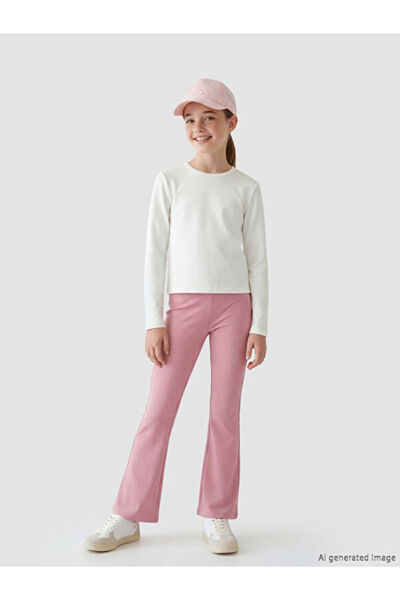 LC Waikiki Rmz Gi̇yi̇m Farkiyla Spanish Leg Girls' Leggings with Waist Cord