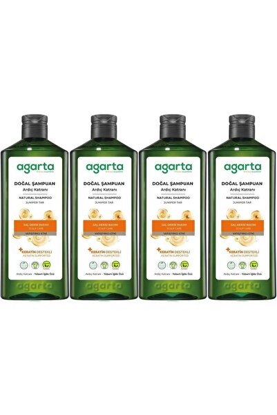 Agarta Natural Shampoo 400 ml Juniper Tar and Keratin (Set of 4)