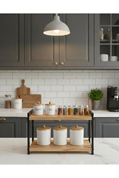 ISDA HOME Çok Amaçlı Tezgah Üstü Mutfak Rafı Baharatlık Organizer 2 Katlı Met...