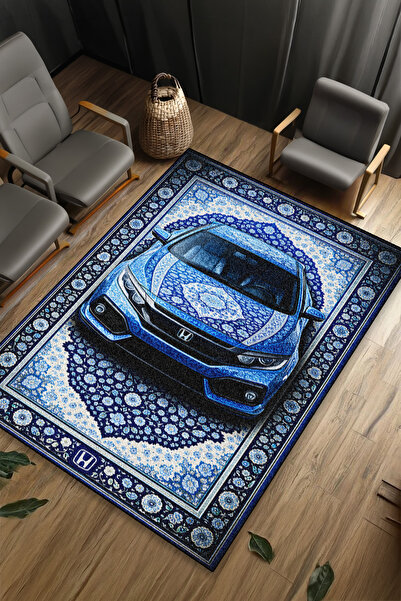 gxe.art HONDA CİVİC Araba Desenli Halı Dijital Baskı Yıkanabilir Kaymaz Taban...