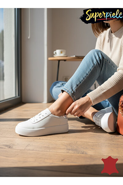 ANGEL BLUE Women's sneakers made of genuine leather with thick soles