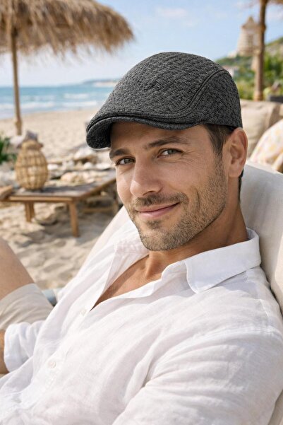 MARBERRY Black Cap Straw Men's Hat