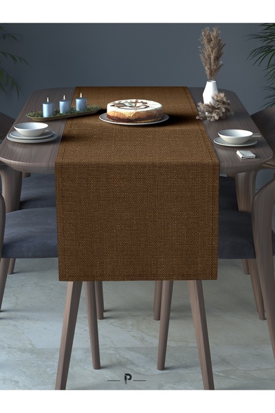 Perle Kućni platneni teksturirani stolni trkač mlečno smeđe boje, dekorativni...