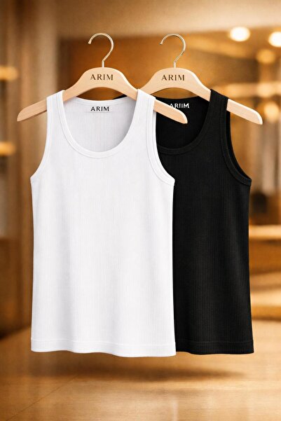 ARİM 3-Pack Men's Corded Fabric Tank Top Stretch Fabric Cotton Ribbed Knit Ha...