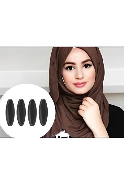MY VİNTAGE Head Scarf Turban Scarf Shawl Clip Black - Scarf Pin 4 Pieces
