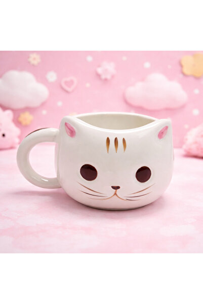 hediyeconcepti Ceramic Mug with Cute Cat Design Kawaii Coffee Cup Decorative ...
