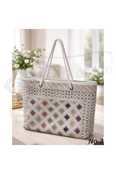 Akbal Home Bohem Desenli Kilim Çanta Fermuarlı İç Cepli 42*50