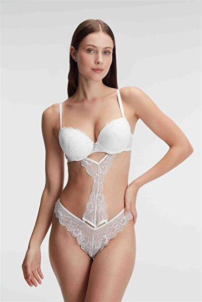 HRŞYTREND HERŞEYTREND Fantezi Destekli Balenli Kaplı Dantel Detaylı Sütyen Sl...