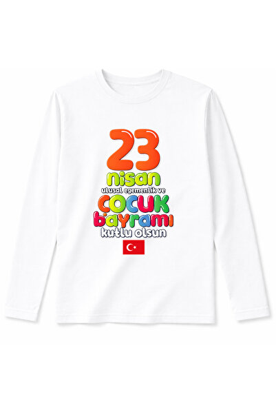 Efendioğlu Design Дитяча яскрава футболка з довгими рукавами, написом "З 23 к...