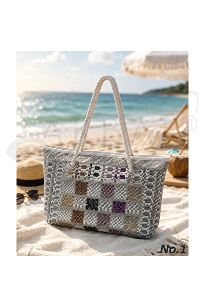 Akbal Home Bohem Desenli Kilim Çanta Fermuarlı İç Cepli 42*50