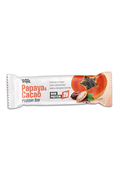 Papaya ve Kakao Aromalı Protein Bar 45 g | Protein İçeren Atıştırmalık ve Sporcu Barı | 1 Adet