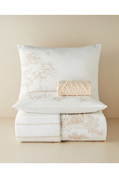 English Home Σετ Παπλωματοθήκη Garden Toile Cotton Single 160x220 cm Μπεζ