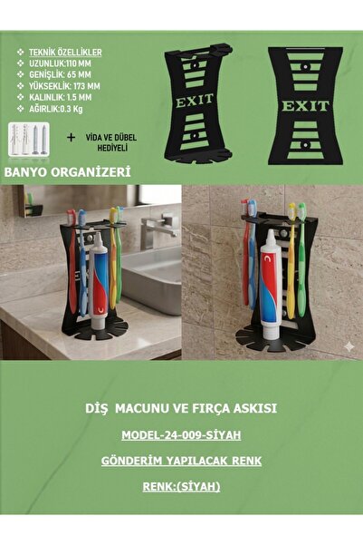 EXİTMODEL EXİT MODEL Diş Fırçalık ve Diş Macunu Askısı - 5 Bölmeli Banyo Düze...