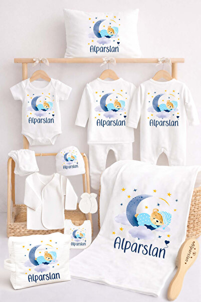 Sitilin Erkek Bebek %100 Pamuk Organik İsim Baskılı Yenidoğan Hastane Çıkışı ...