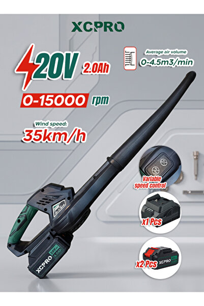 XCPRO Cordless Blower 20V Variable Speed 4.5m³/min 2×4.0Ah Batteries