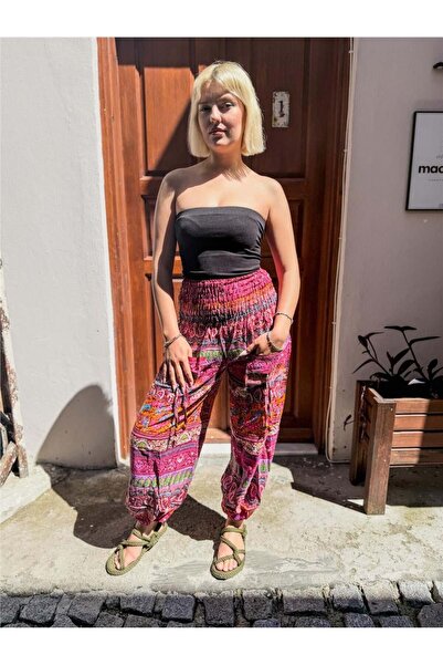 Miss Boheme Pink Color Ethnic Patterned Trousers