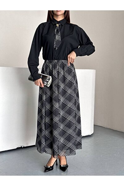 LUNES SET CĂMAȘĂ ȘI FUSTĂ CU DETALII ELEGANTE