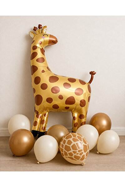 Öztürkpartievi Safari Giraffe Balloon Set – Caramel Gold & Cream Concept 21 P...