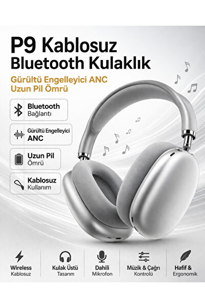 AZEQ P9 Kablosuz Bluetooth Kulaklık ANC Gürültü Engelleyici Wireless Kulaklık...