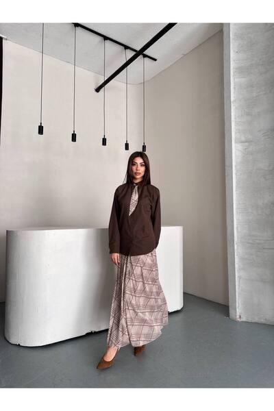 LUNES Shirt and Skirt Set with Fular Detail