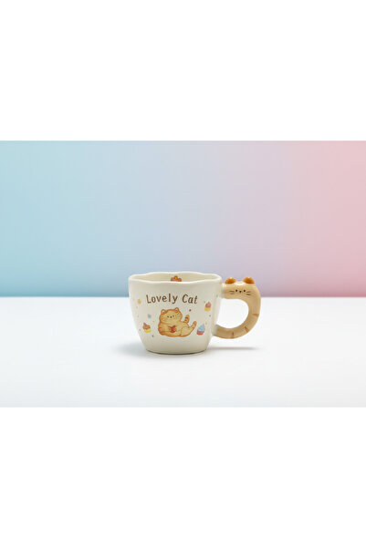 hediyeconcepti Ceramic Mug with Cute Cat Handle
