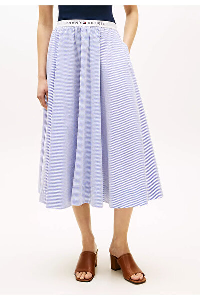 Tommy Hilfiger Women's Logo Detailed Elastic Waistband Patterned Cotton Midi ...