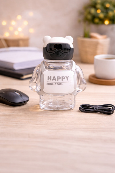 hediyeconcepti Cute Teddy Bear Design Straw Water Bottle Children's Tritan Bo...
