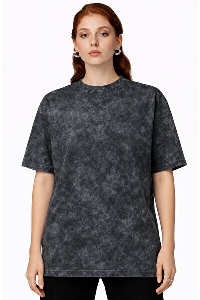 SEVBANO Tricou simplu, fără imprimeu, unisex, oversize, vintage, spălat la ma...