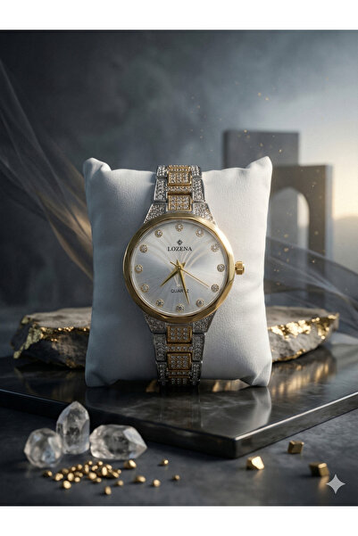 Bionic LOZENA Women's Fashion Quartz Wristwatch - Two-Tone Gold/Silver Diamon...