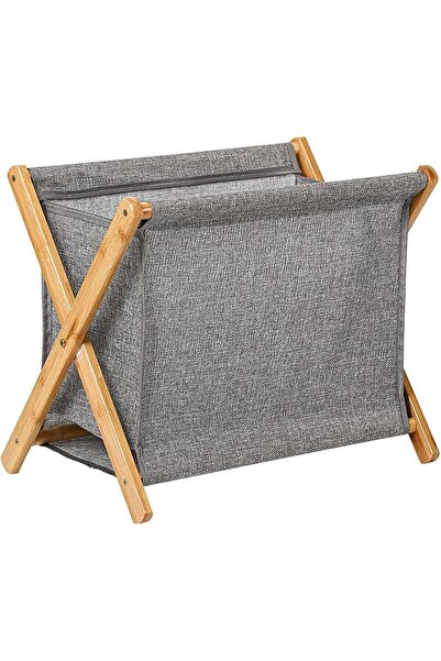 Arabest Folding Bamboo and Wooden Laundry Hampers Sorting Cart, Portable X-Fr...