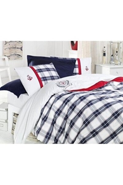 İssimo Home Nautical İpliği Boyalı %100 Pamuk King Size Çift Kişilik Nevresim...