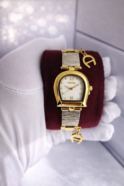 silora ساعة ماربيلا النسائية من سيلورا - تصميم فاخر بسوار ذهبي وفضي