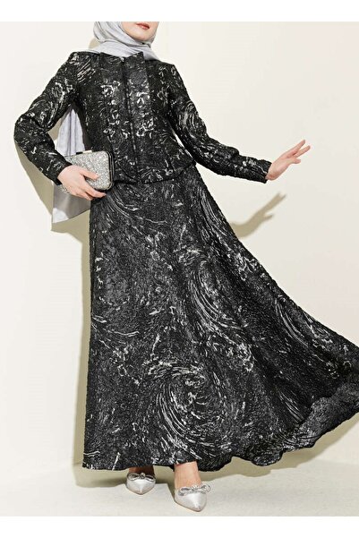 Burcia Embossed Pattern Jacquard Skirt Suit