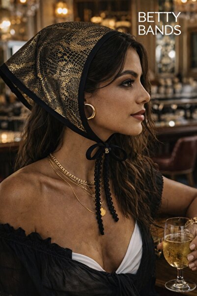 Handmade Betty Bands Gold Patterned Lace Bandana – Stylish Hair Accessory wit...