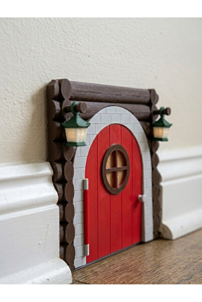 Plywoody Toys and More Kütük Ev Temalı Sihirli Mini Kapı - Gece Parlayan Lamb...