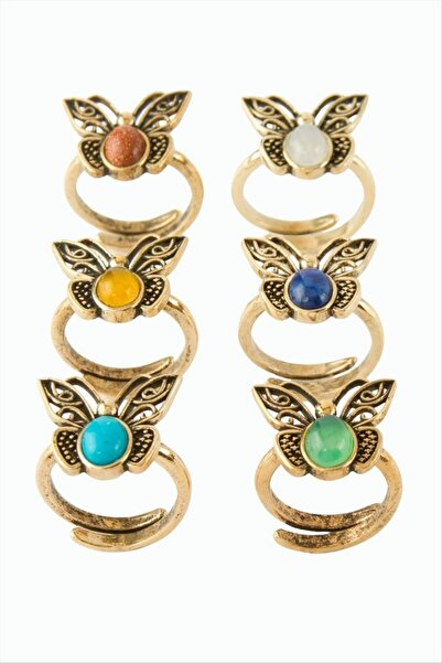 ZERO LAND خاتم NRZSNT Kelebek الأصلي مع حجر طبيعي - (81025) عقيق أخضر