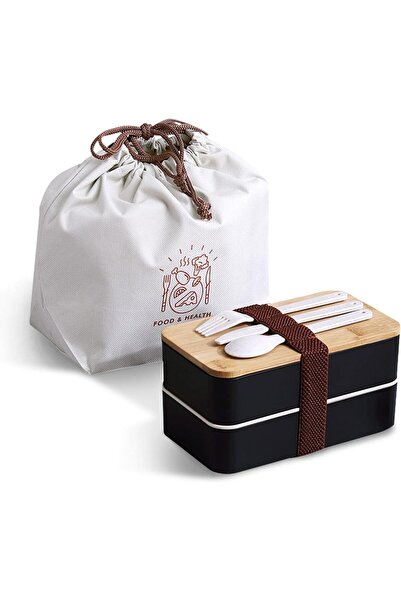 Arabest صندوق بنتو ياباني الطراز بطبقتين، حاوية طعام آمنة لتحضير الوجبات