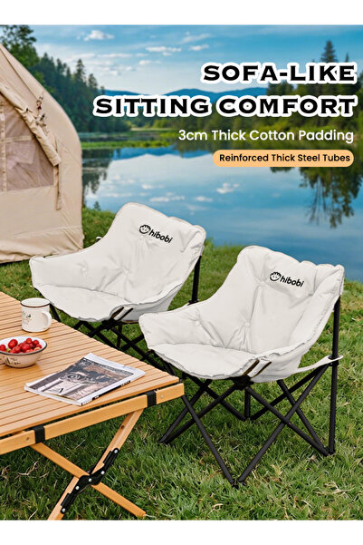 hibobi 2PCS Outdoor Folding Camping Chair, Portable Travel Chair 150KG Load C...