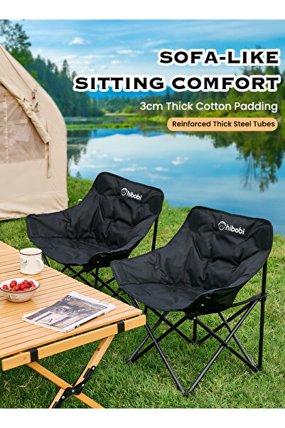 hibobi 2PCS Outdoor Folding Camping Chair, Portable Travel Chair 150KG Load C...