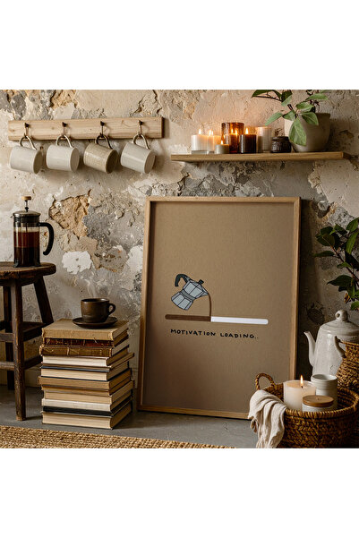 Creatick Design Kahve Köşesi Dekoratif Ahşap Çerçeveli Tablo Kahve Kafe Mutfa...