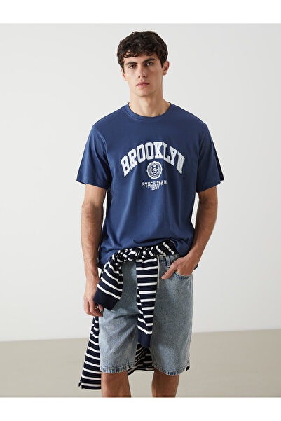 LC Waikiki Ανδρικό T-shirt με στρογγυλή λαιμόκοψη και στάμπα Μπρούκλιν