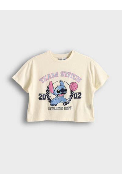 LC Waikiki Tricou de fete cu guler rotund și imprimeu cusut