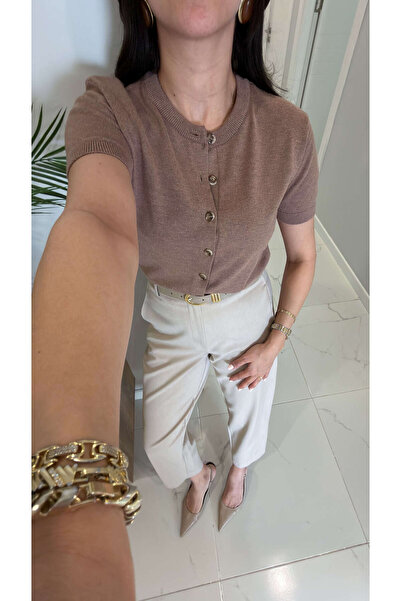 BİRCANÇİL Cardigan cu mânecă scurtă Ketan Vizon