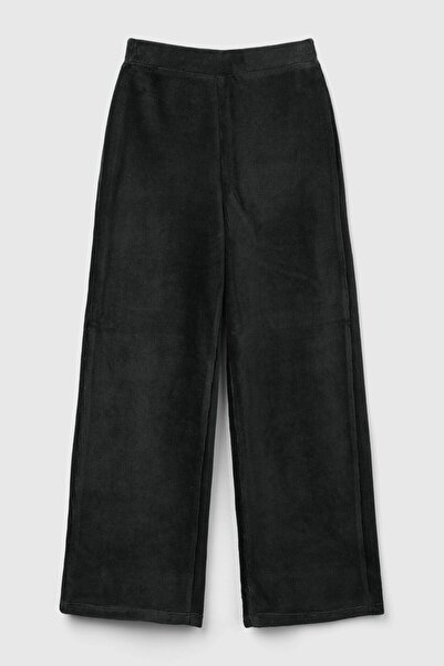 United Colors of Benetton Pantaloni Palazzo negri, uni, cu logo brodat pe spa...