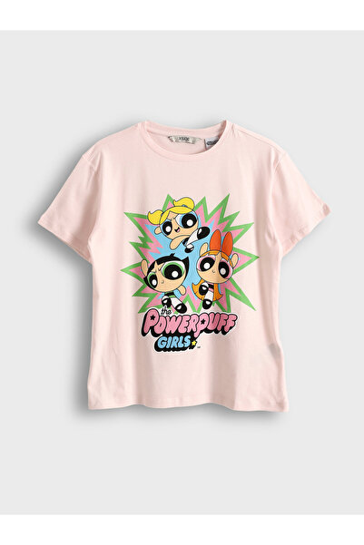 LC Waikiki Tricou de damă cu guler rotund și imprimeu Powerpuff Girls
