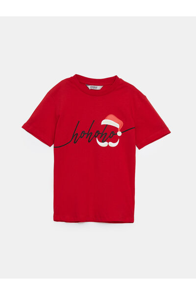 LC Waikiki Tricou de băieți cu guler rotund, cu tematică de Anul Nou
