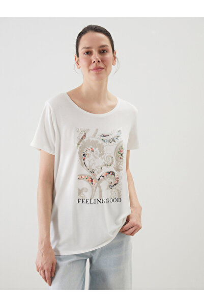 LC Waikiki Tricou pentru damă cu imprimeu cu gât crew