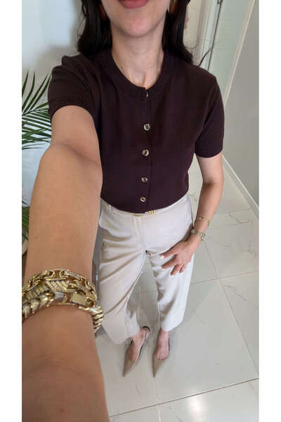 BİRCANÇİL Cardigan cu mânecă scurtă Ketan Kahve