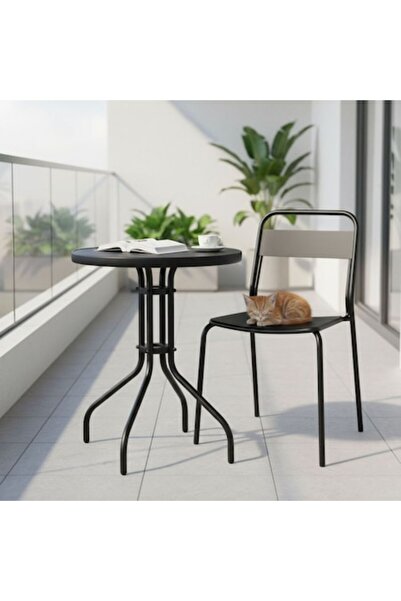 Glow Goods Round Glass Top Table Black DDEshop
